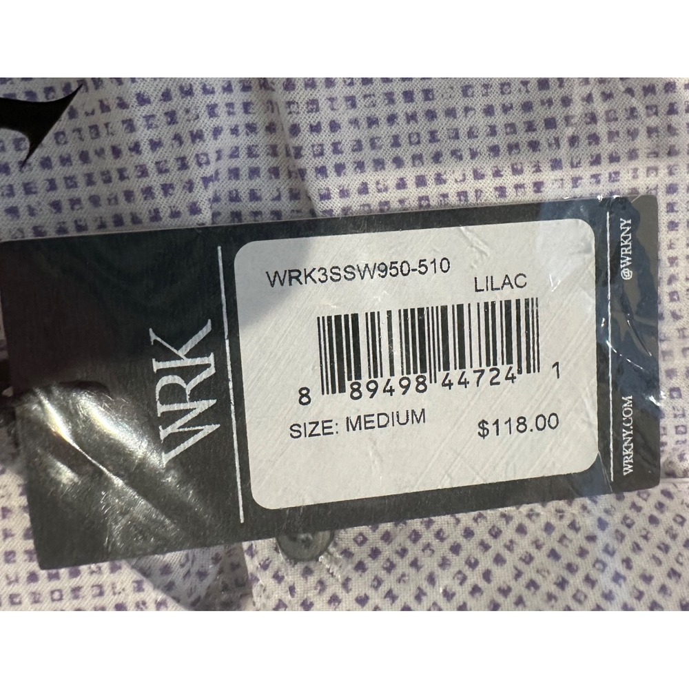 WRK Men's Med Slim Fit ReWorked Shirt NWT Short Sleeve Lilac Button Down Shirt - Picture 7 of 10